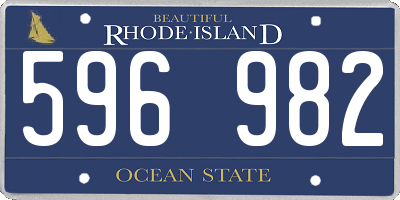 RI license plate 596982