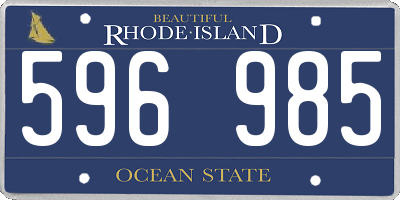 RI license plate 596985