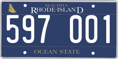 RI license plate 597001