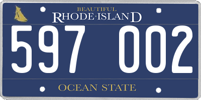 RI license plate 597002