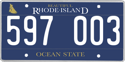 RI license plate 597003