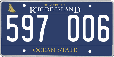 RI license plate 597006