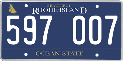 RI license plate 597007