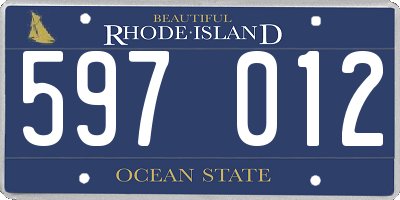 RI license plate 597012