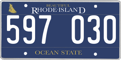 RI license plate 597030