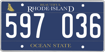 RI license plate 597036