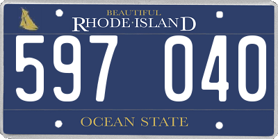 RI license plate 597040