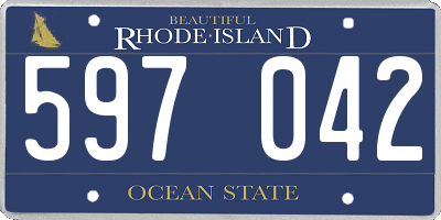 RI license plate 597042