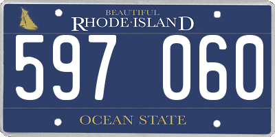 RI license plate 597060