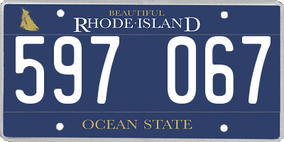RI license plate 597067