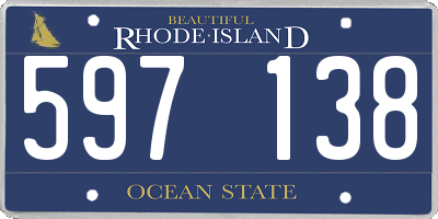 RI license plate 597138