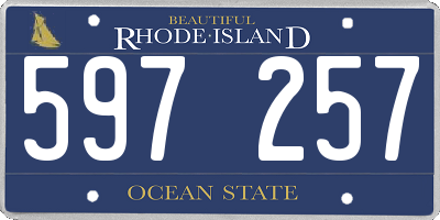 RI license plate 597257