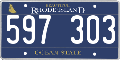 RI license plate 597303
