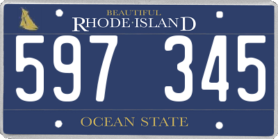 RI license plate 597345