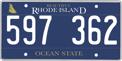 RI license plate 597362