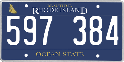 RI license plate 597384