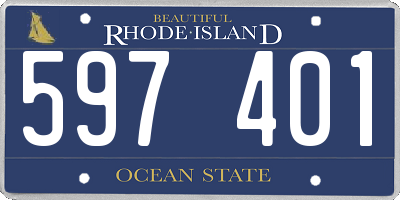 RI license plate 597401