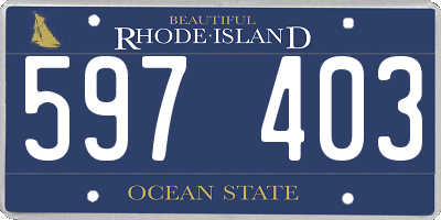 RI license plate 597403
