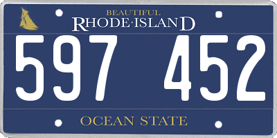 RI license plate 597452