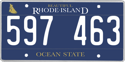 RI license plate 597463