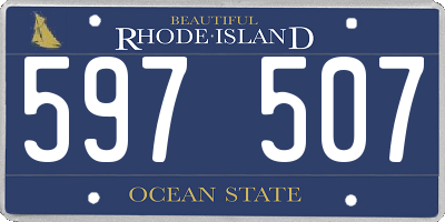 RI license plate 597507
