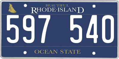 RI license plate 597540