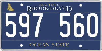 RI license plate 597560