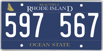 RI license plate 597567