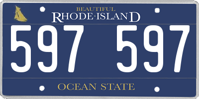 RI license plate 597597