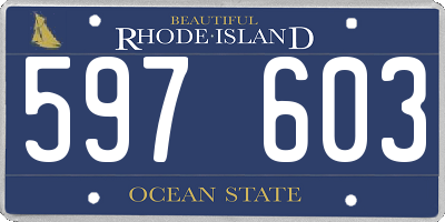 RI license plate 597603