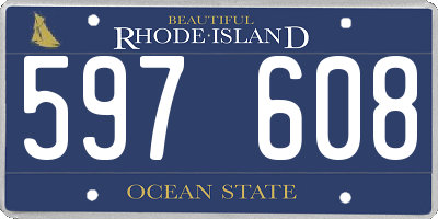 RI license plate 597608