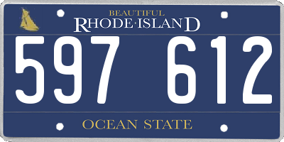 RI license plate 597612