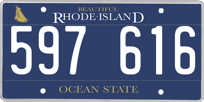 RI license plate 597616