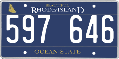 RI license plate 597646