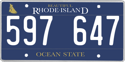 RI license plate 597647
