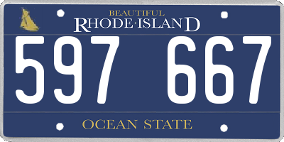 RI license plate 597667