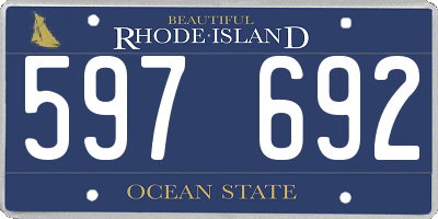 RI license plate 597692