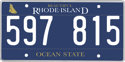 RI license plate 597815