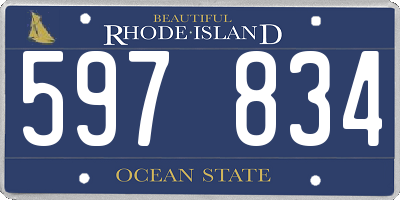 RI license plate 597834
