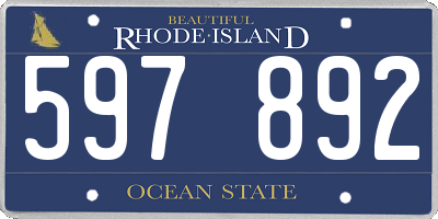 RI license plate 597892
