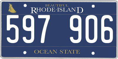 RI license plate 597906