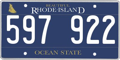 RI license plate 597922