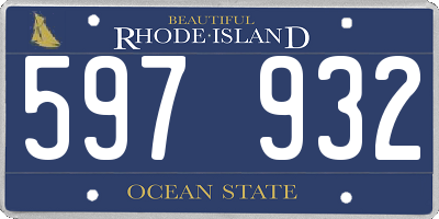 RI license plate 597932