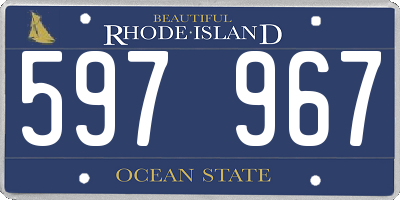 RI license plate 597967