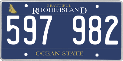 RI license plate 597982