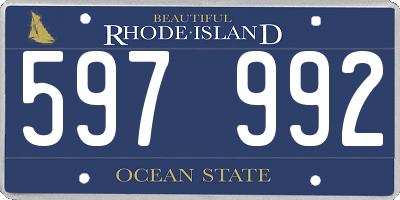 RI license plate 597992