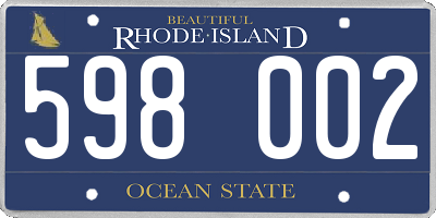 RI license plate 598002