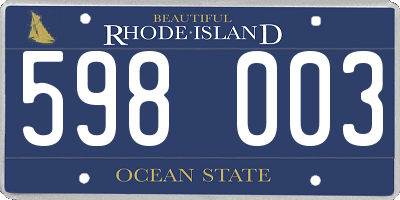 RI license plate 598003