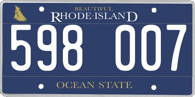RI license plate 598007