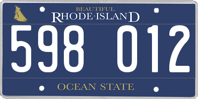 RI license plate 598012